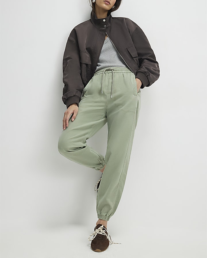 Green Denim Elasticated Joggers