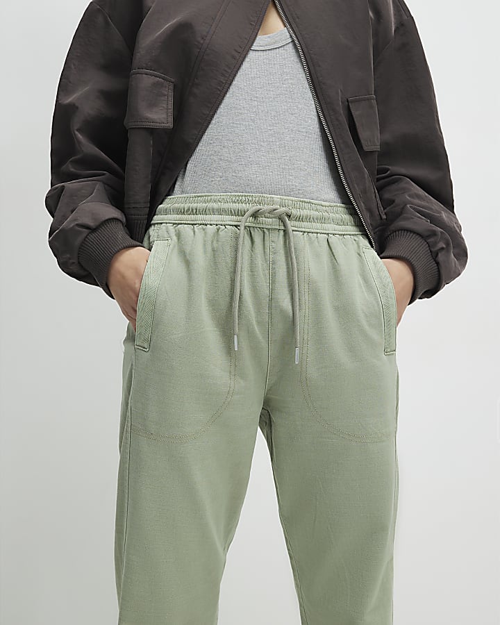Green Denim Elasticated Joggers
