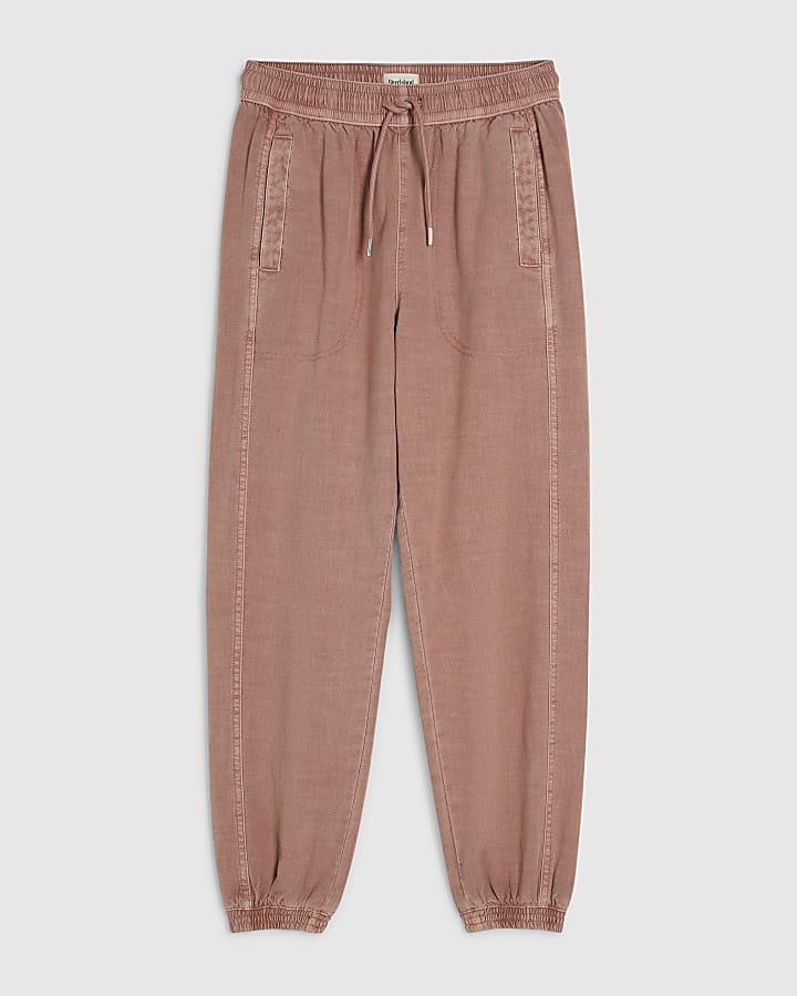 Pink Denim Elasticated Waist Joggers