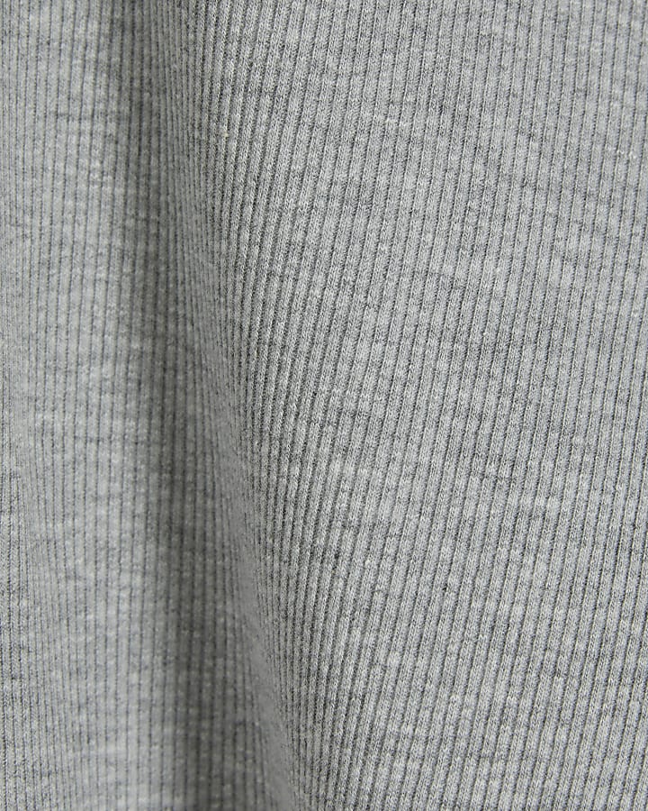 Grey High Waisted Ribbed Flare Leggings