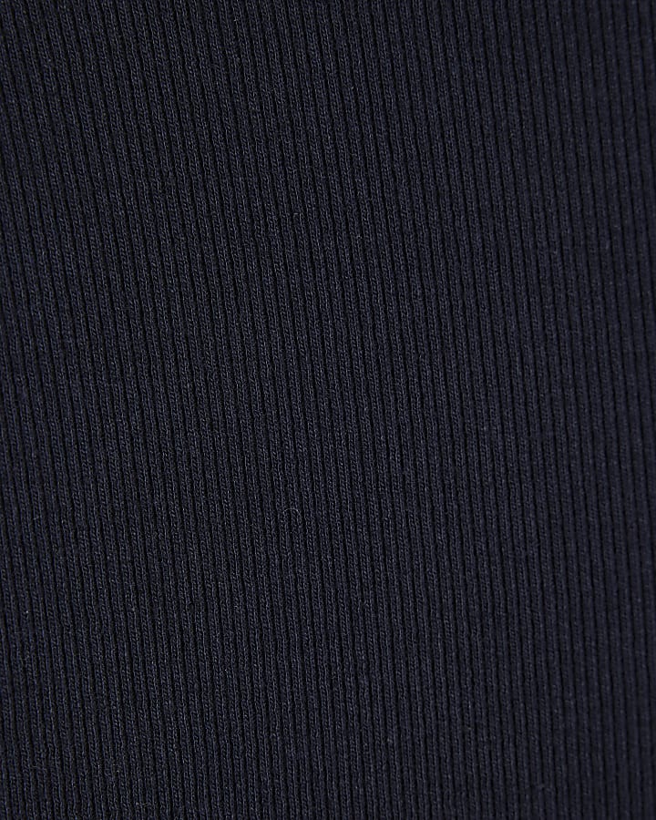 Navy High Waisted Ribbed Flare Leggings