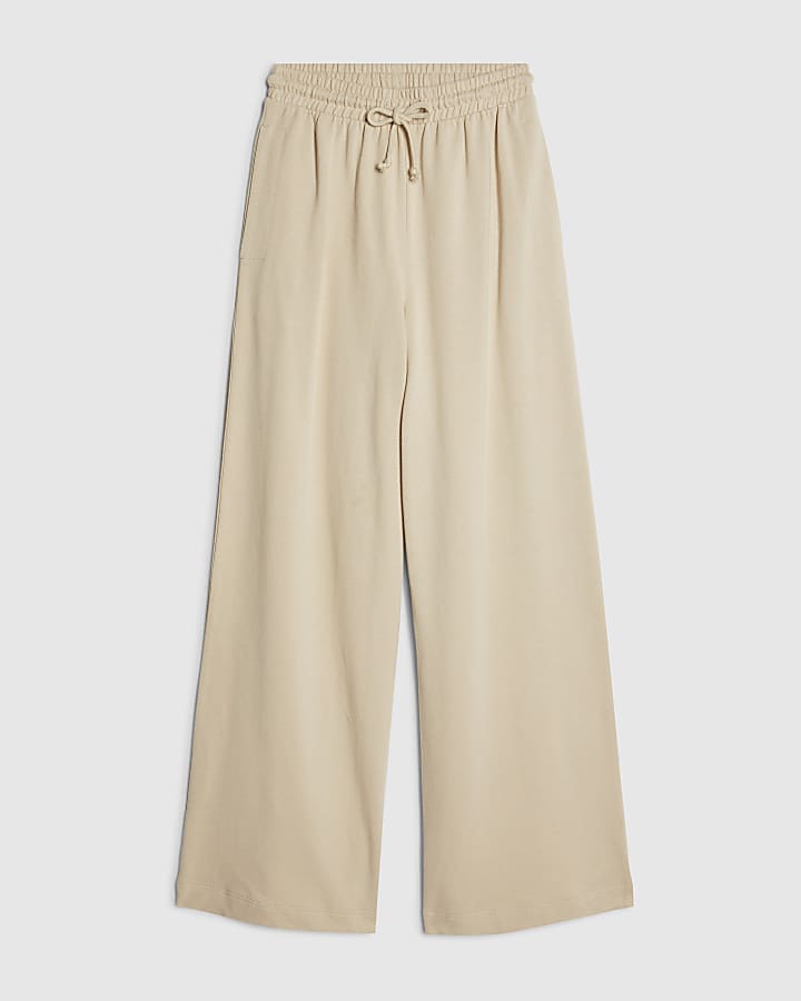 Beige Wide Leg Joggers