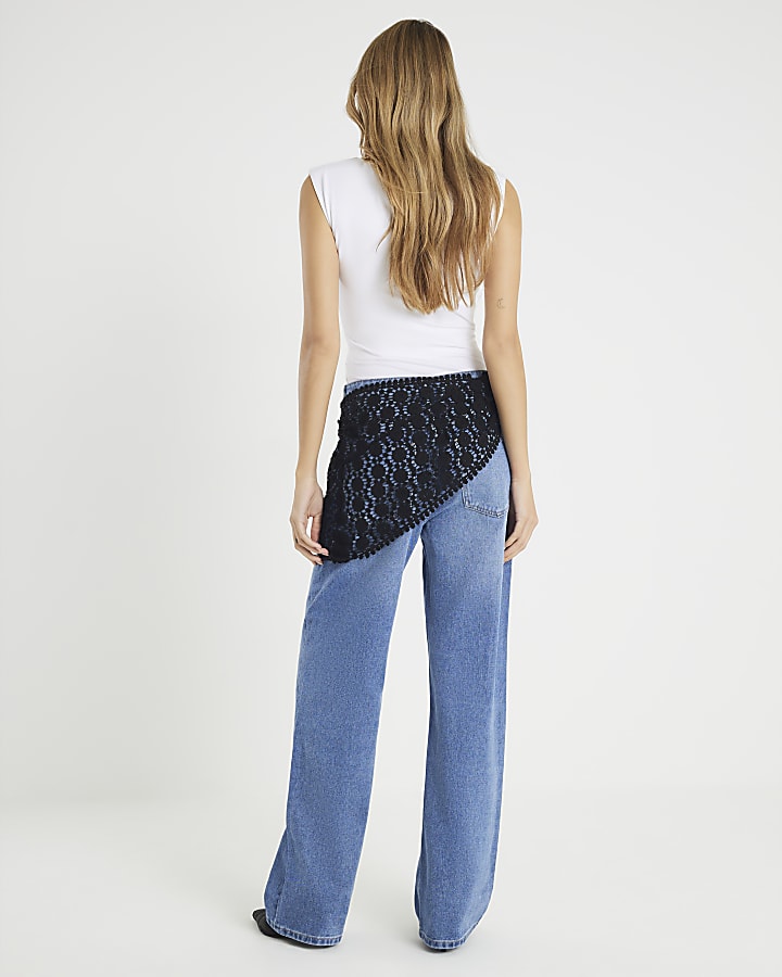 Blue Relaxed Straight Fit Scarf Jeans