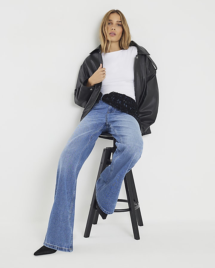 Blue Relaxed Straight Fit Scarf Jeans