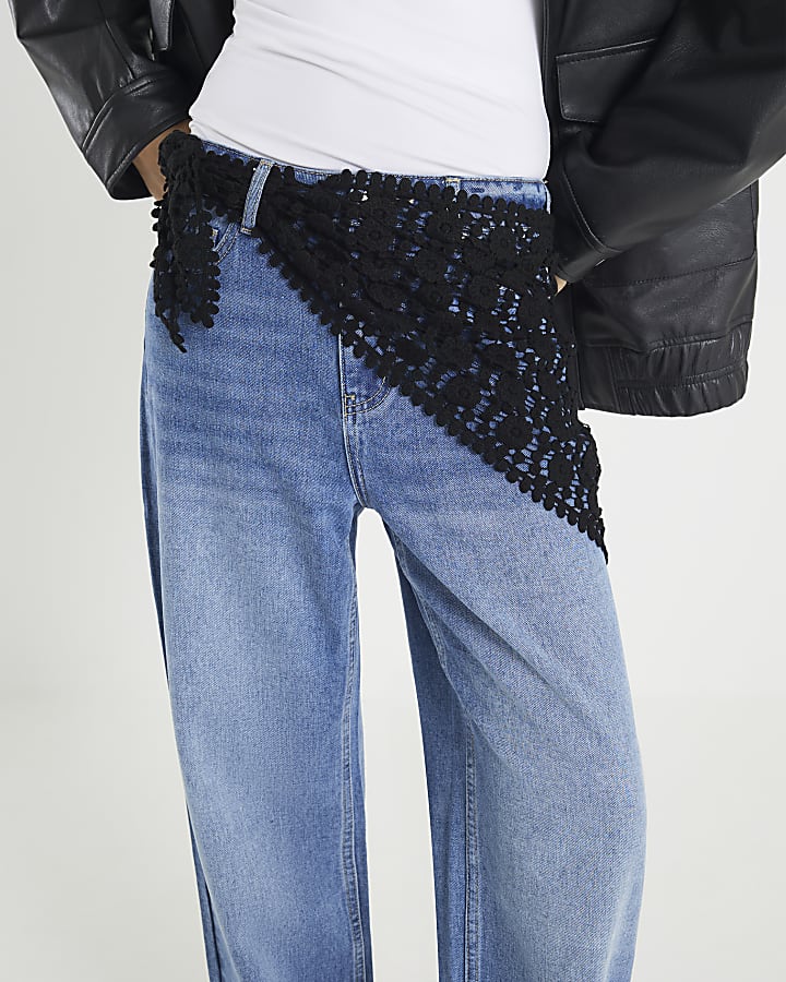 Blue Relaxed Straight Fit Scarf Jeans