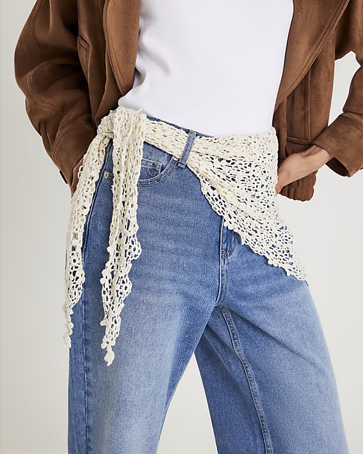 Blue Relaxed Straight Fit Scarf Jeans