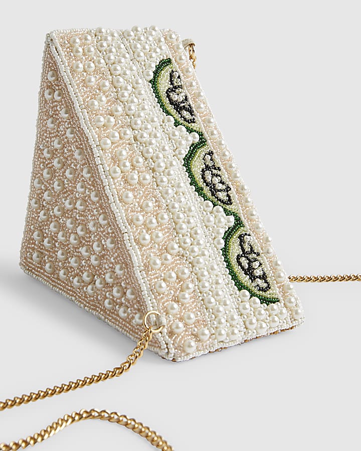 Cream Beaded Cucumber Sandwich Bag