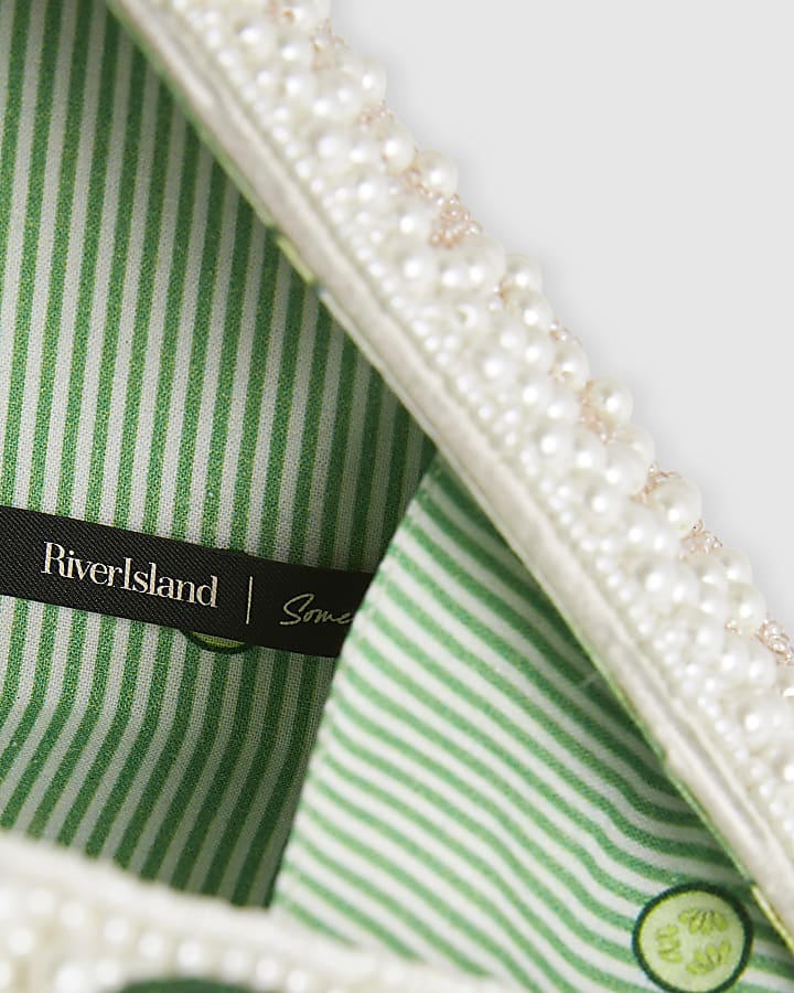 Cream Beaded Cucumber Sandwich Bag