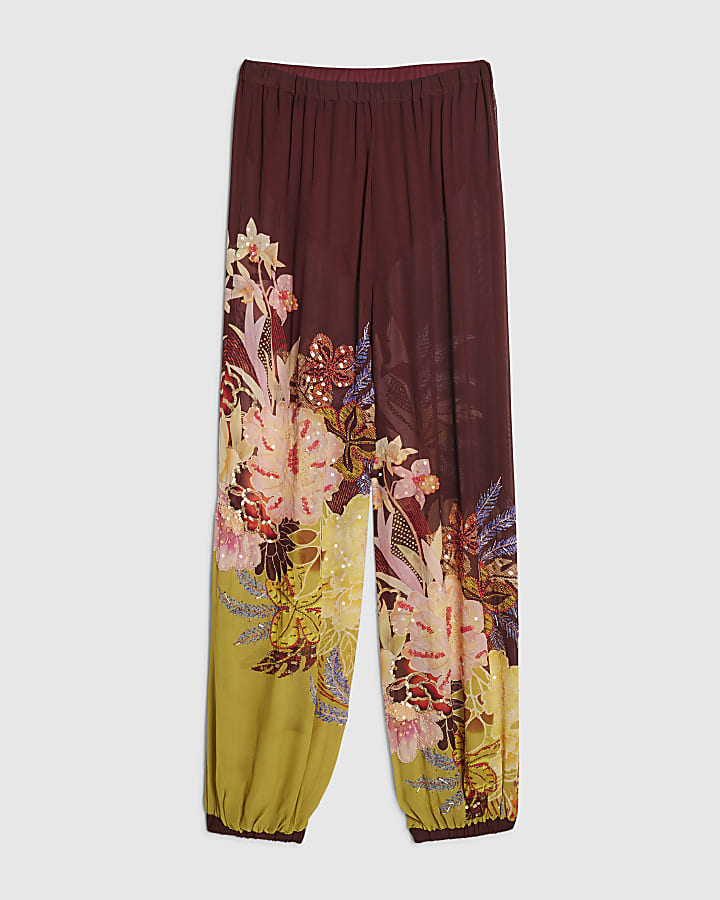 Petite Brown Oriental Trousers