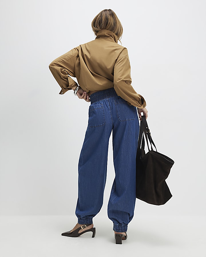 Blue Denim Pull On Joggers