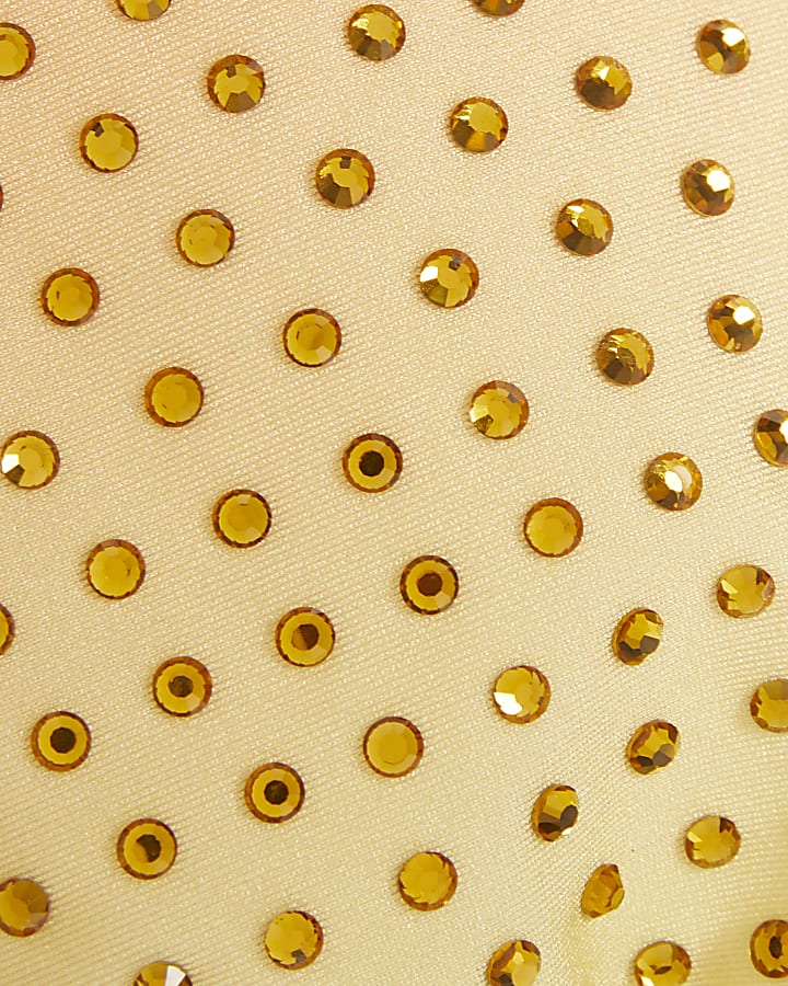 Orange Ombre Floral Embellished Bikini Top