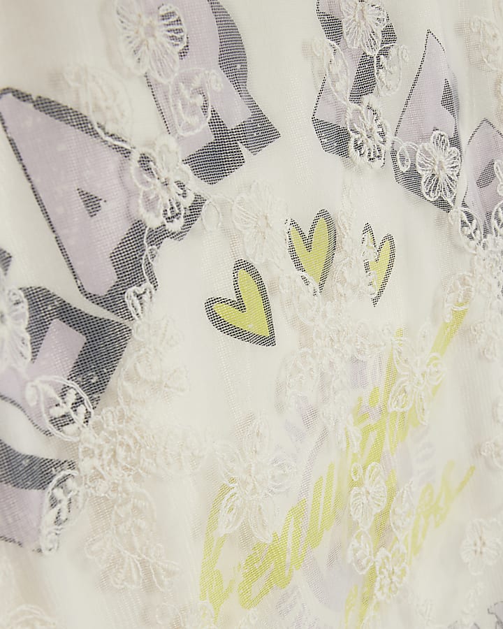 Cream Year Zero Lace Overlay T-Shirt