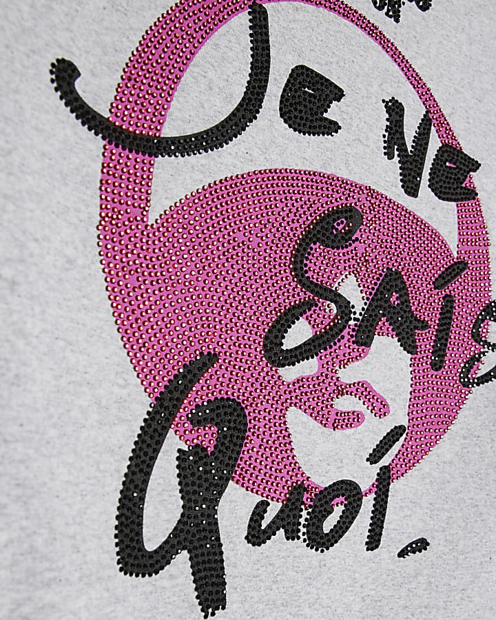 Grey Year Zero Embellished Crop T-Shirt