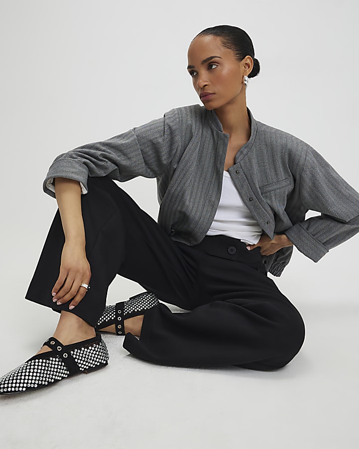 Black Tailored Wide Leg Trousers