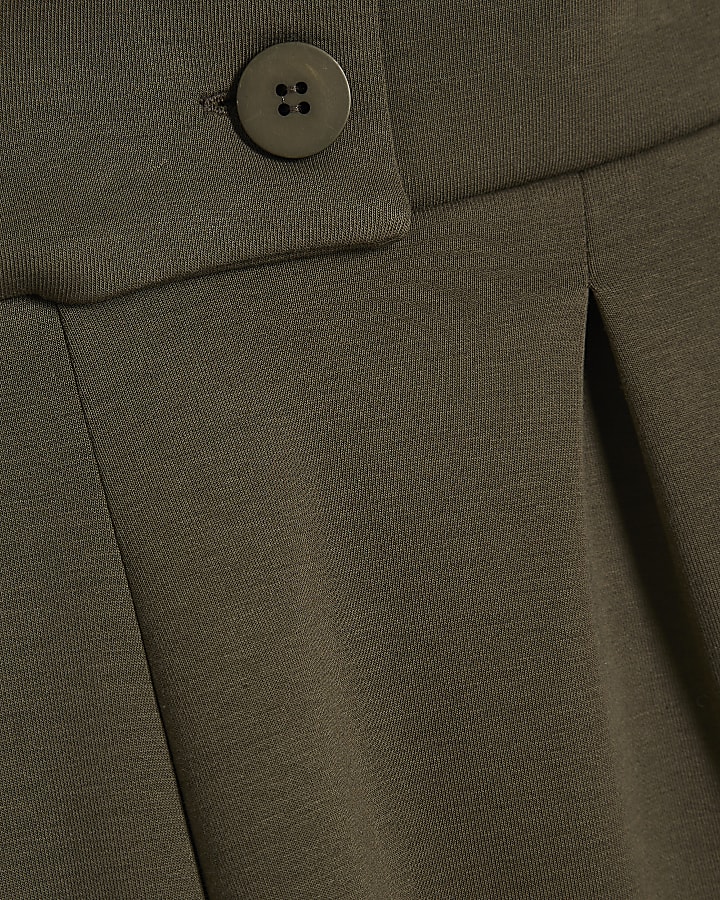 Khaki Tailored Wide Leg Trousers