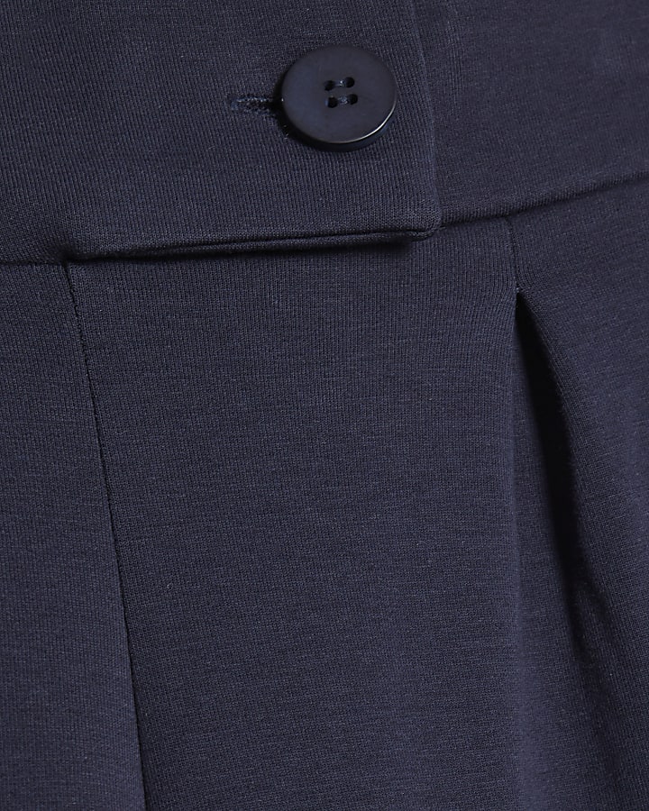 Navy Tailored Wide Leg Trousers