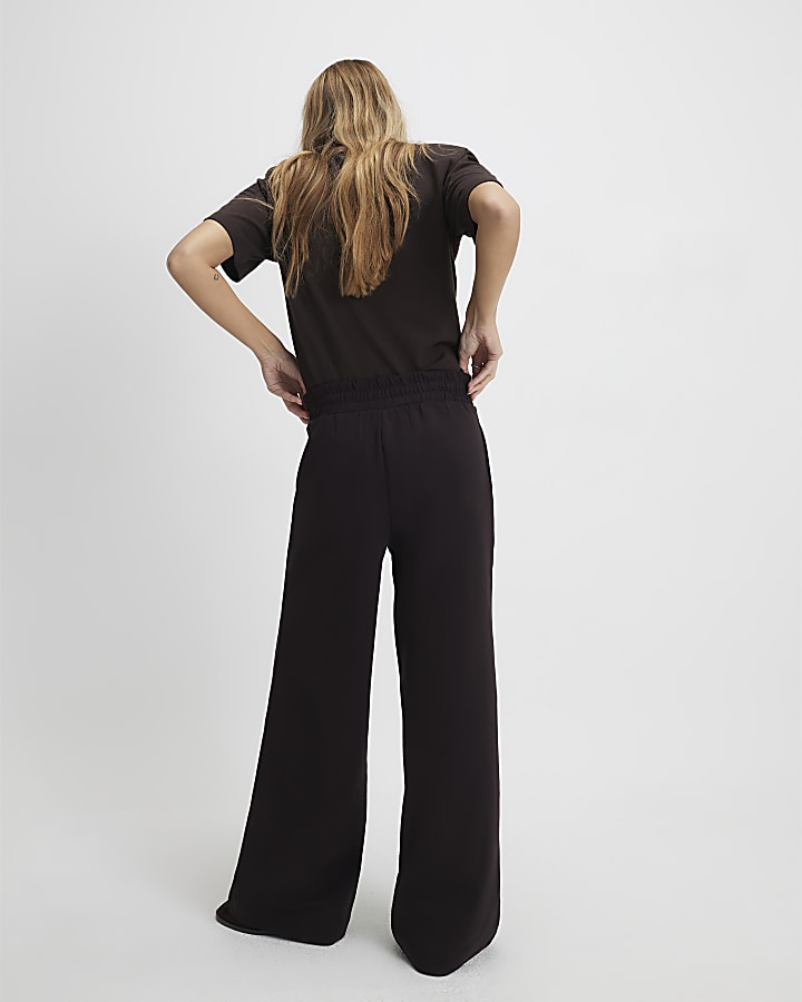 Brown Tailored Wide Leg Trousers