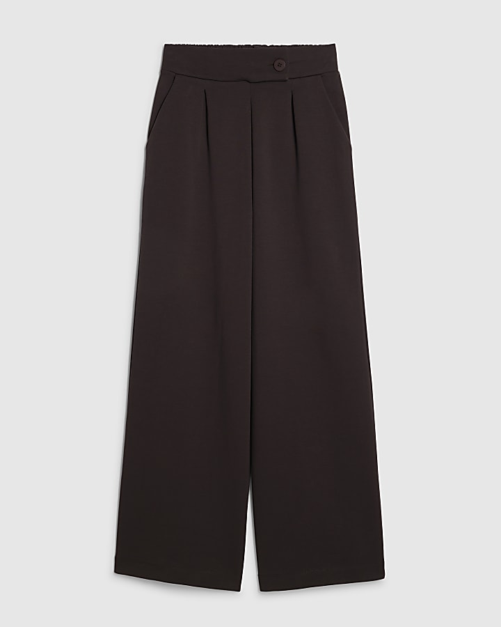 Brown Tailored Wide Leg Trousers