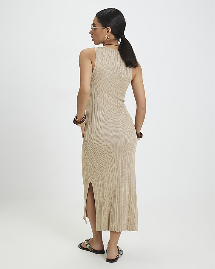 Petite Gold Knitted Maxi Dress