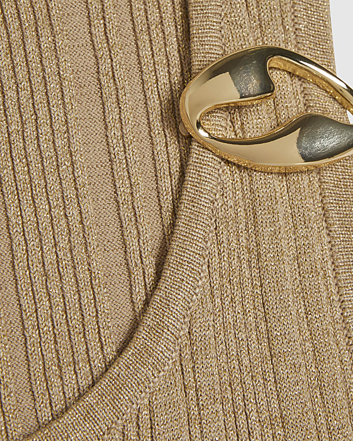 Petite Gold Knitted Maxi Dress