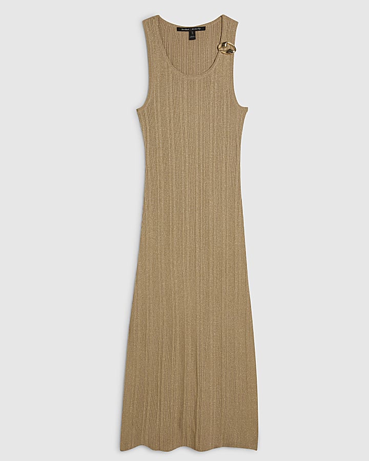 Petite Gold Knitted Maxi Dress