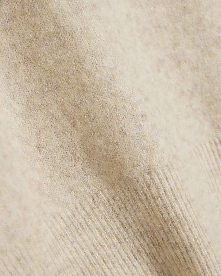 Beige Short Sleeve Tipped Jumper