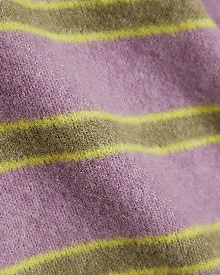 Purple Short Sleeve Striped Jumper