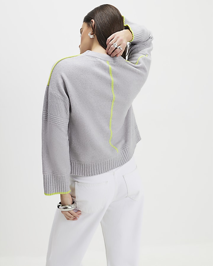 Grey Tipped Detail Jumper