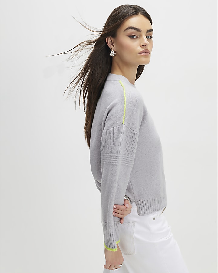 Grey Tipped Detail Jumper