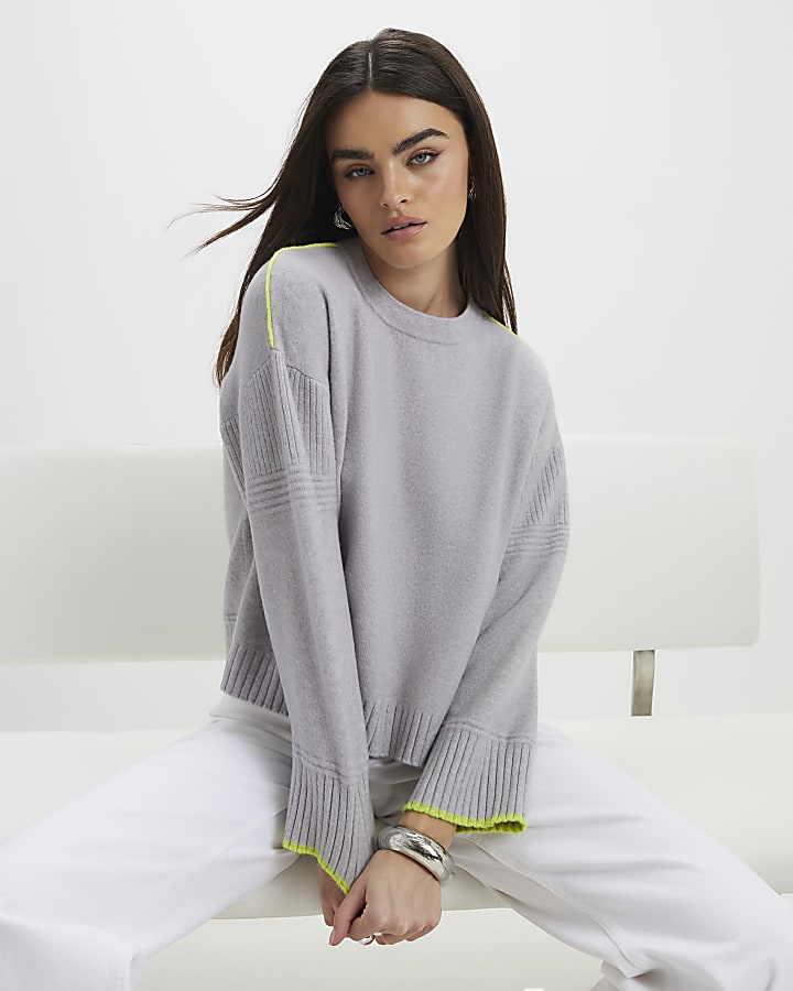 Grey Tipped Detail Jumper
