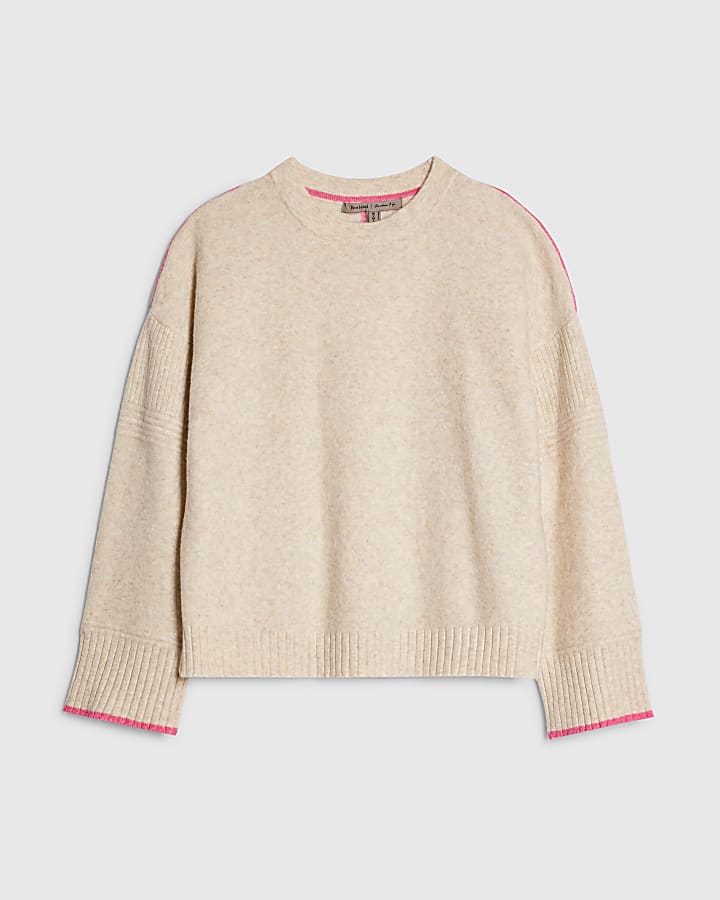 Beige Tipped Detail Jumper