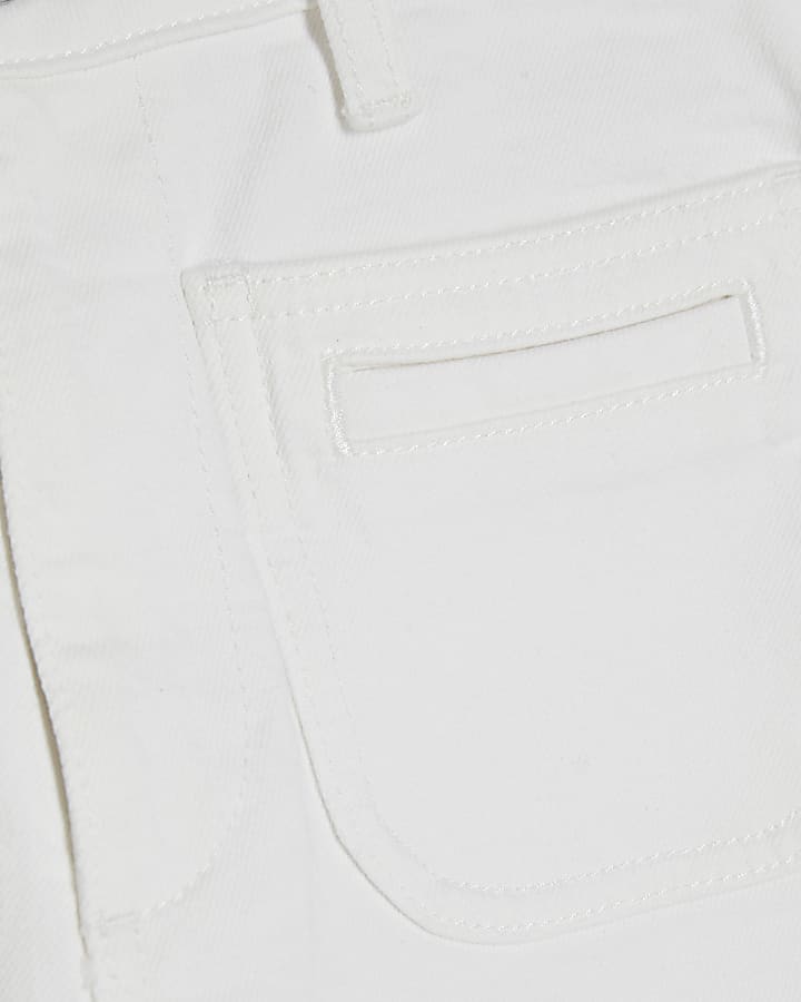 White High Waisted Wide Leg Cropped Jeans