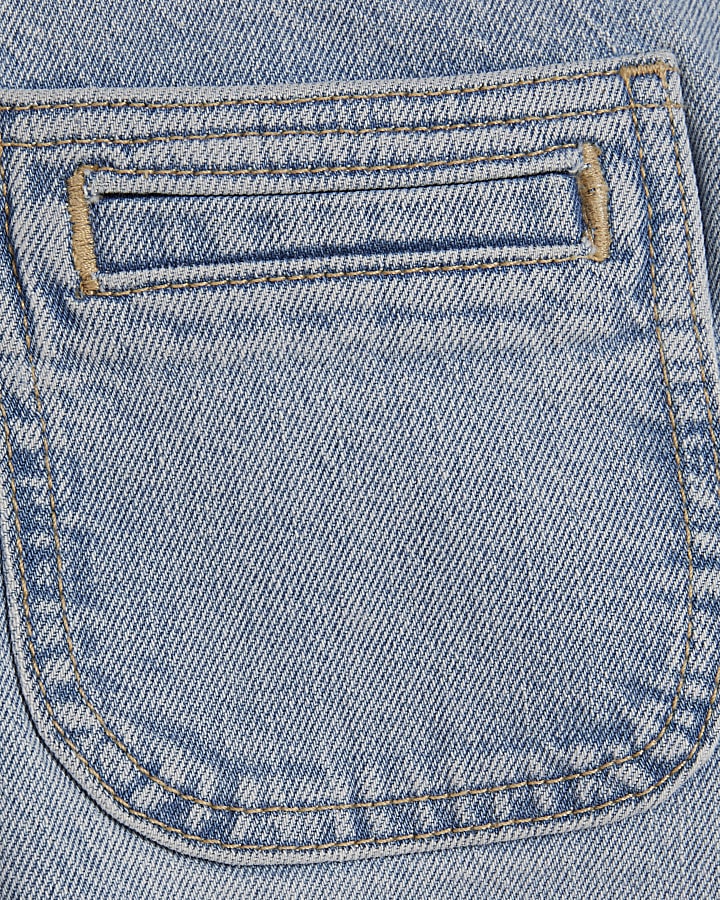 Blue High Waisted Wide Leg Cropped Jeans