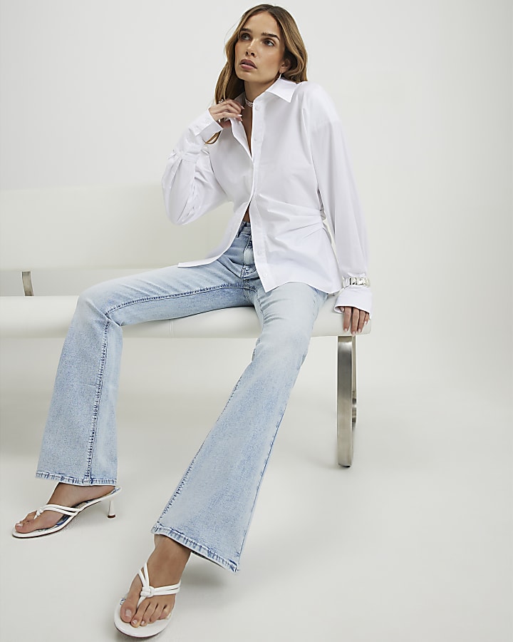 Blue High Waisted Sculpt Flared Jeans