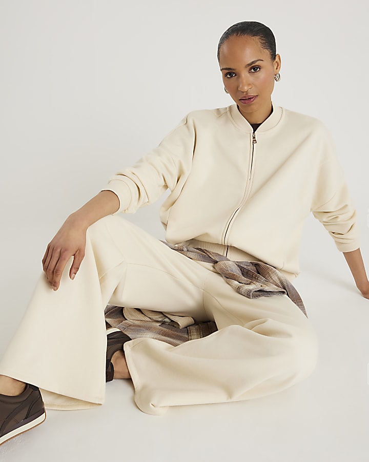 Cream Wide Leg Joggers