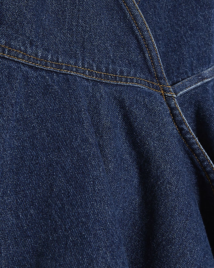 Blue Denim Peplum Wrap Top