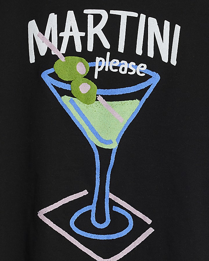 Black Short Sleeve Martini T-shirt