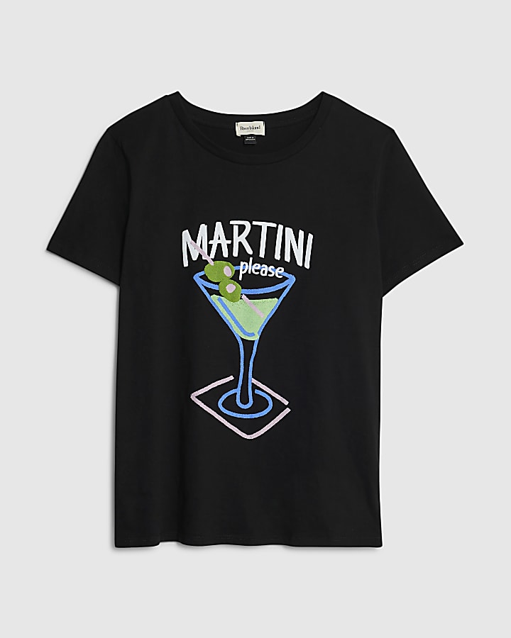 Black Short Sleeve Martini T-shirt
