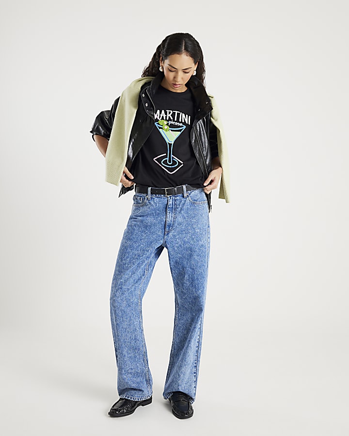 Black Short Sleeve Martini T-shirt