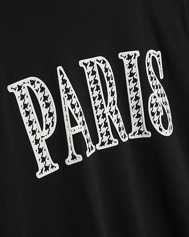 Black Short Sleeve Paris Dogtooth T-shirt