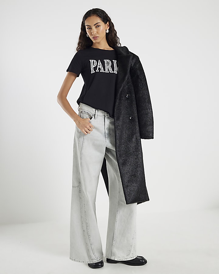 Black Short Sleeve Paris Dogtooth T-shirt