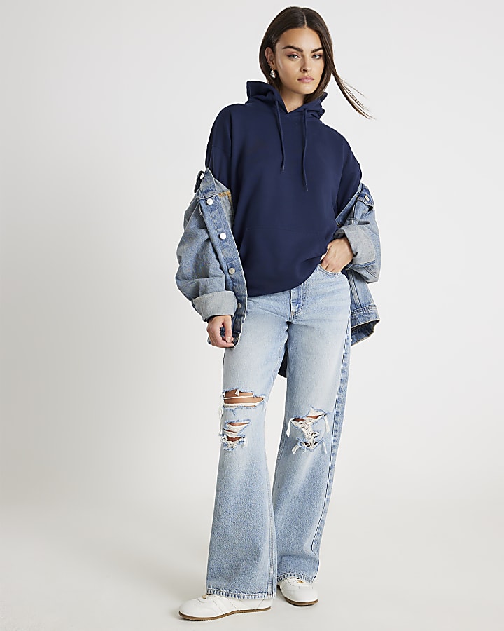 Blue Plain Hoodie