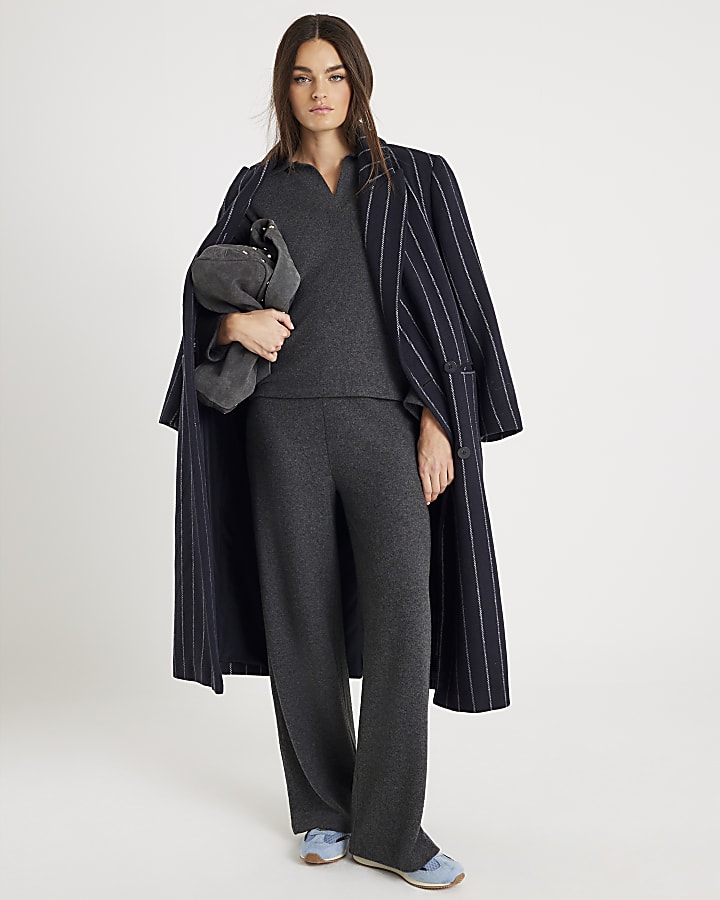 Grey Long Sleeve Cosy Collared Sweatshirt