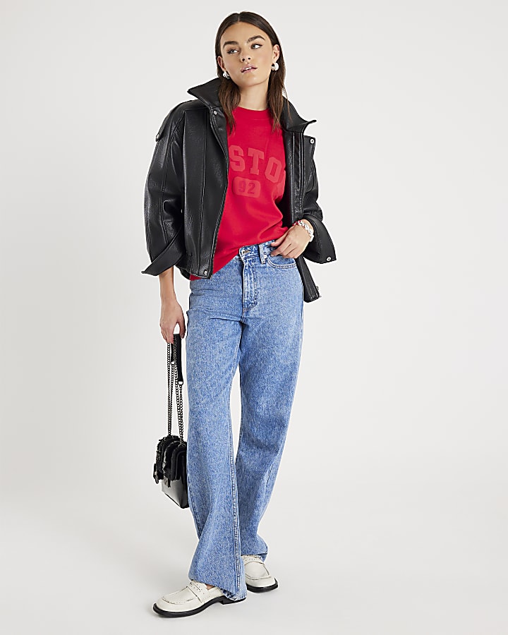 Red Long Sleeve Boston Sweatshirt