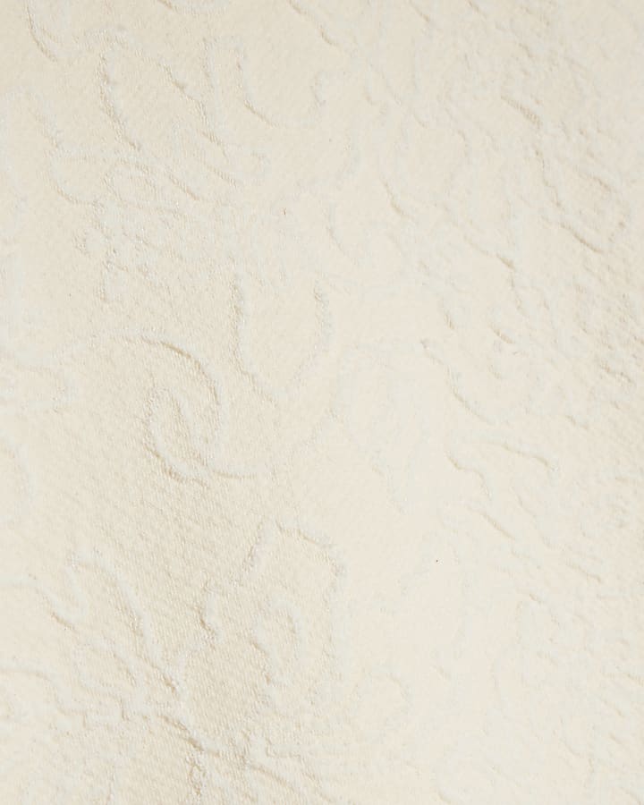 Cream Short Sleeve Jacquard Boxy T-shirt