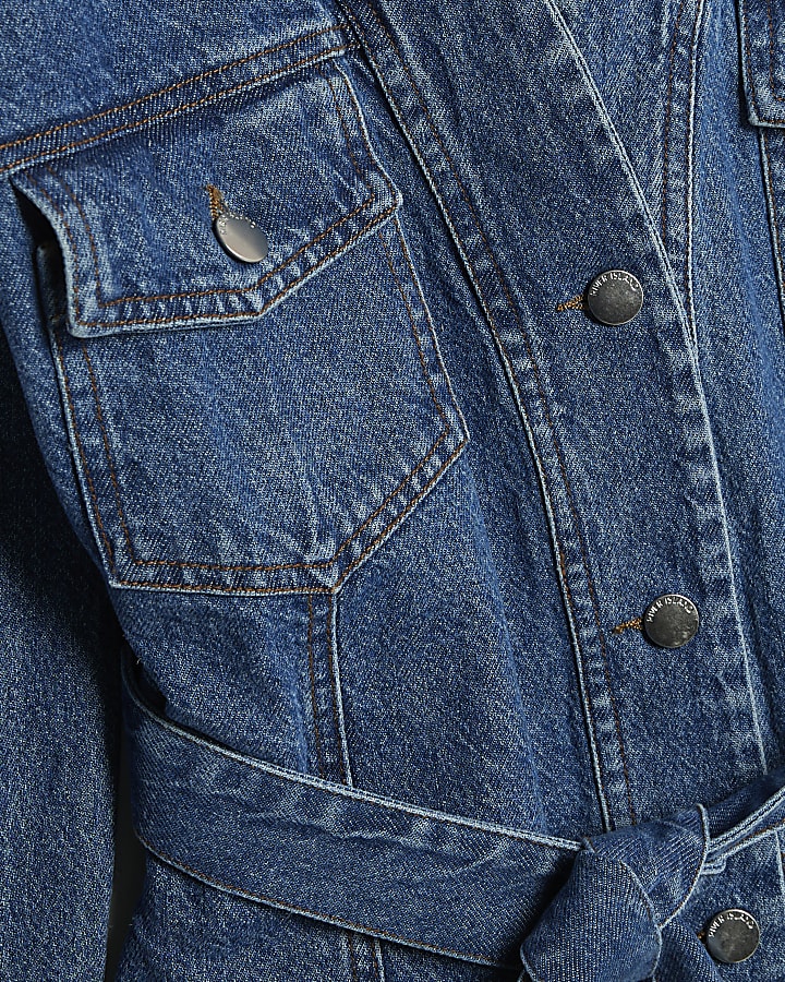 Petite Blue Tie front Denim Jacket