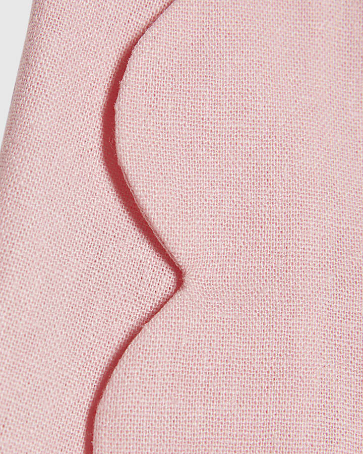 Pink Linen Blend Scallop Trim Shorts