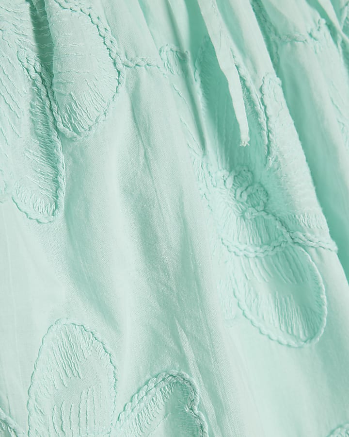 Blue Floral Textured Trousers