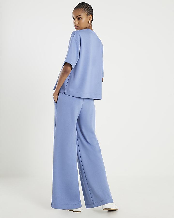 Blue Premium Wide Leg Joggers