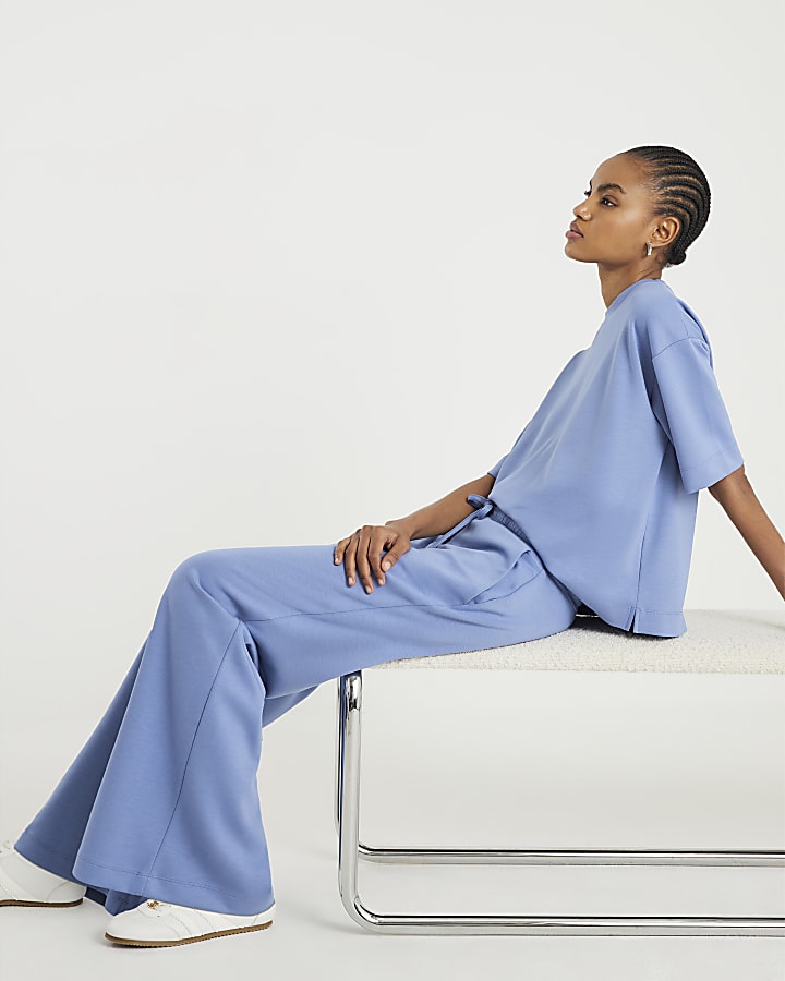 Blue Premium Wide Leg Joggers